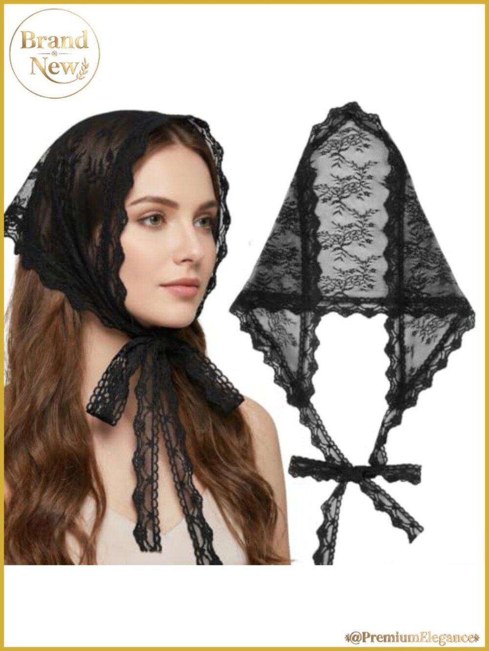 Lace Triangle Head Scarf for Women - Mantilla Veil Classic Elegant